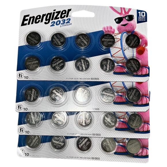 4x NEW Energizer 2032 3V Lithium Battery - 10 Pack- Coin Cell/Button
